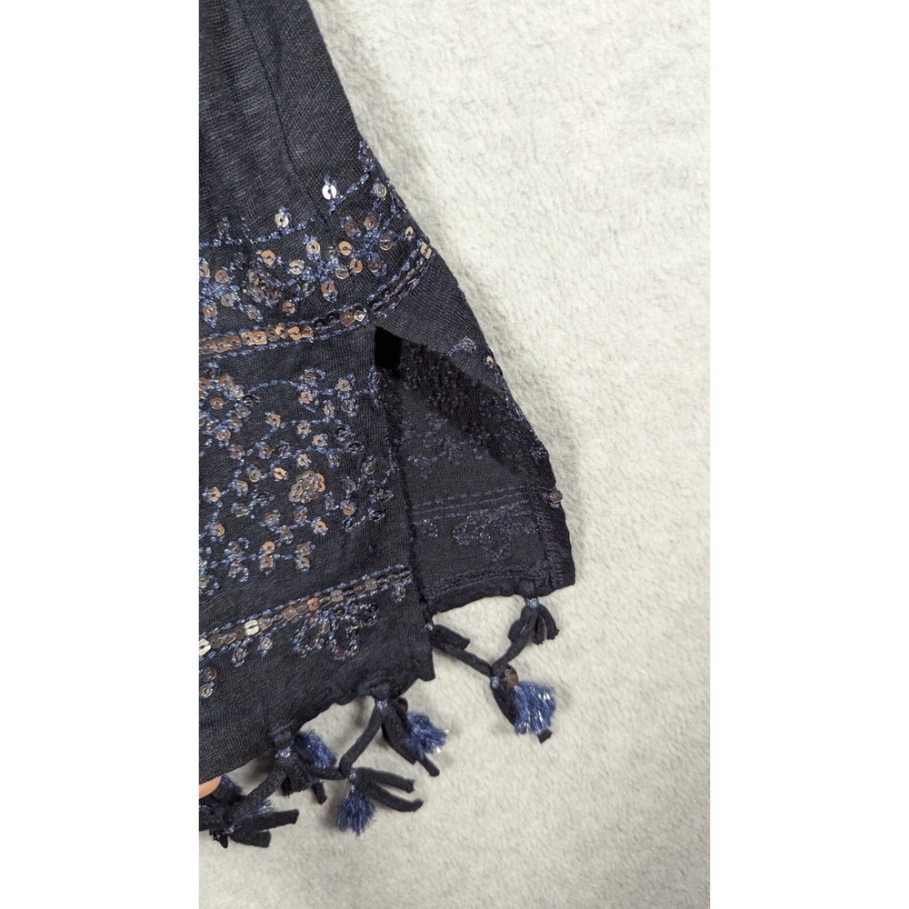 Calypso St Barth Women Dress Small 100% Linen Sequin Tassel Hem Coverup‎ - Picture 12 of 15